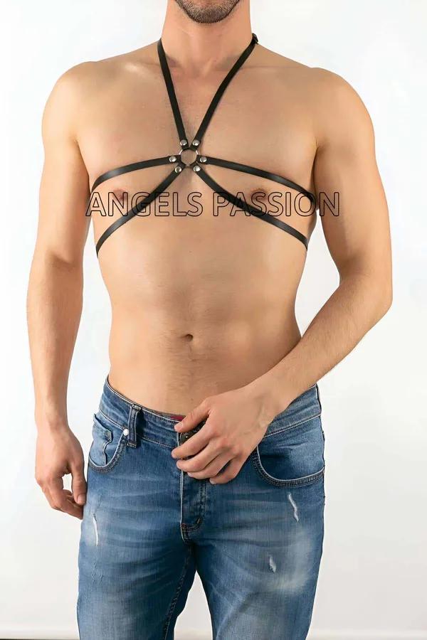 Geometric Chest Harness with Adjustable Faux Leather Straps