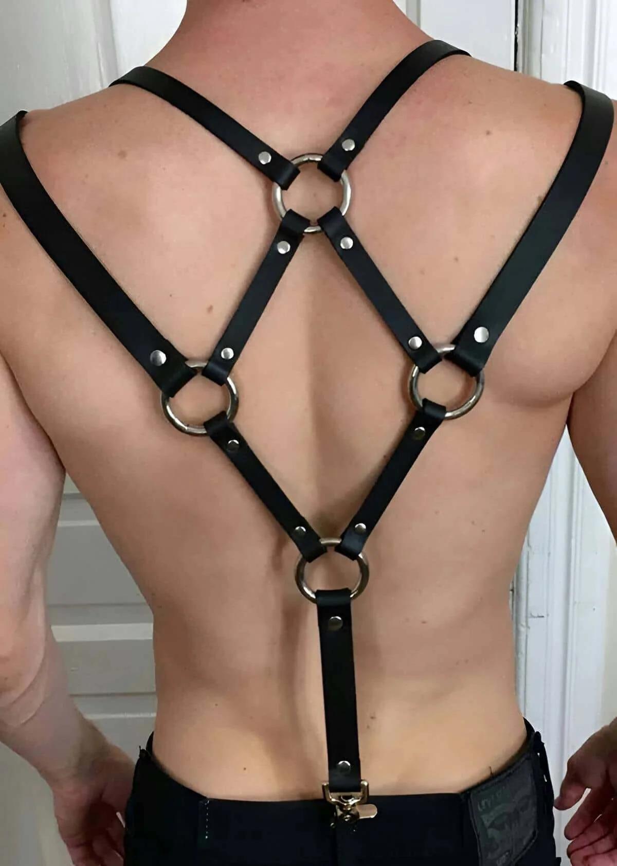 Adjustable Back Strap Harness with Silver O-Rings
