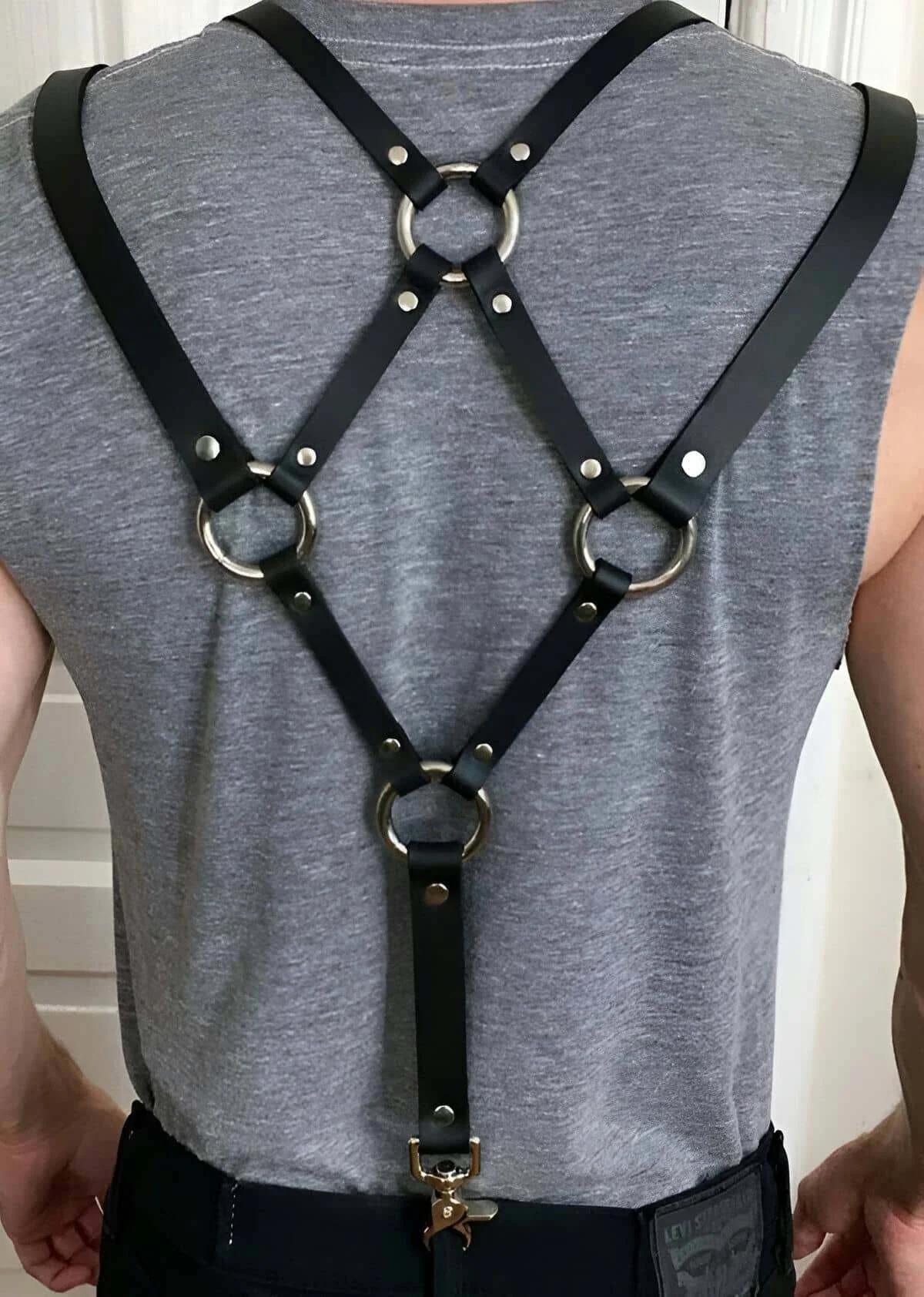 Adjustable Back Strap Harness with Silver O-Rings
