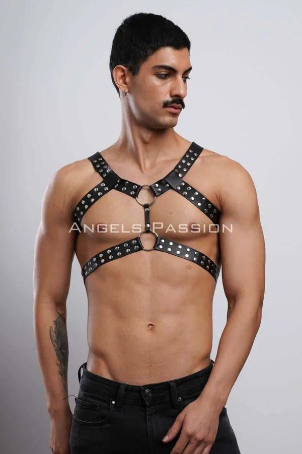 Studded Faux Leather Full Body Harness
