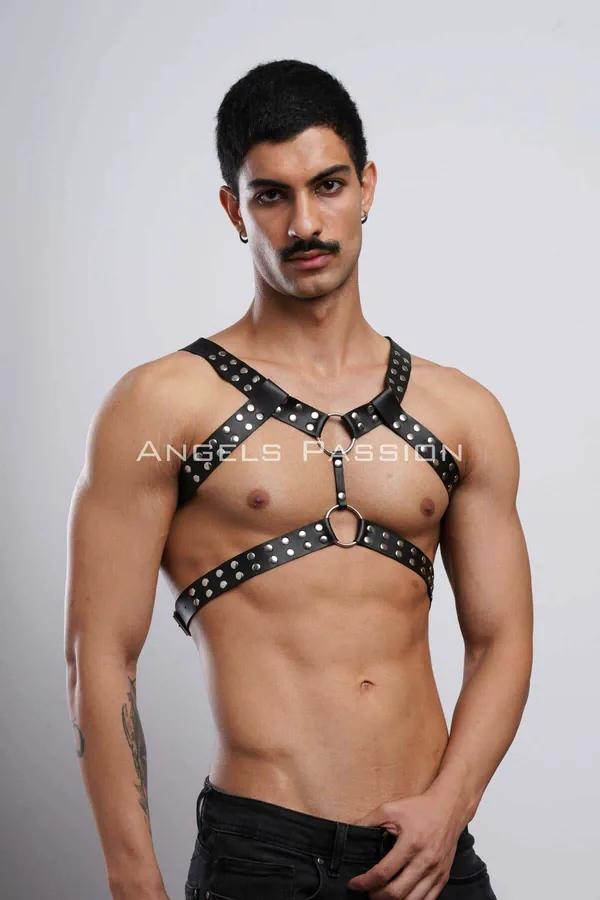 Studded Faux Leather Full Body Harness