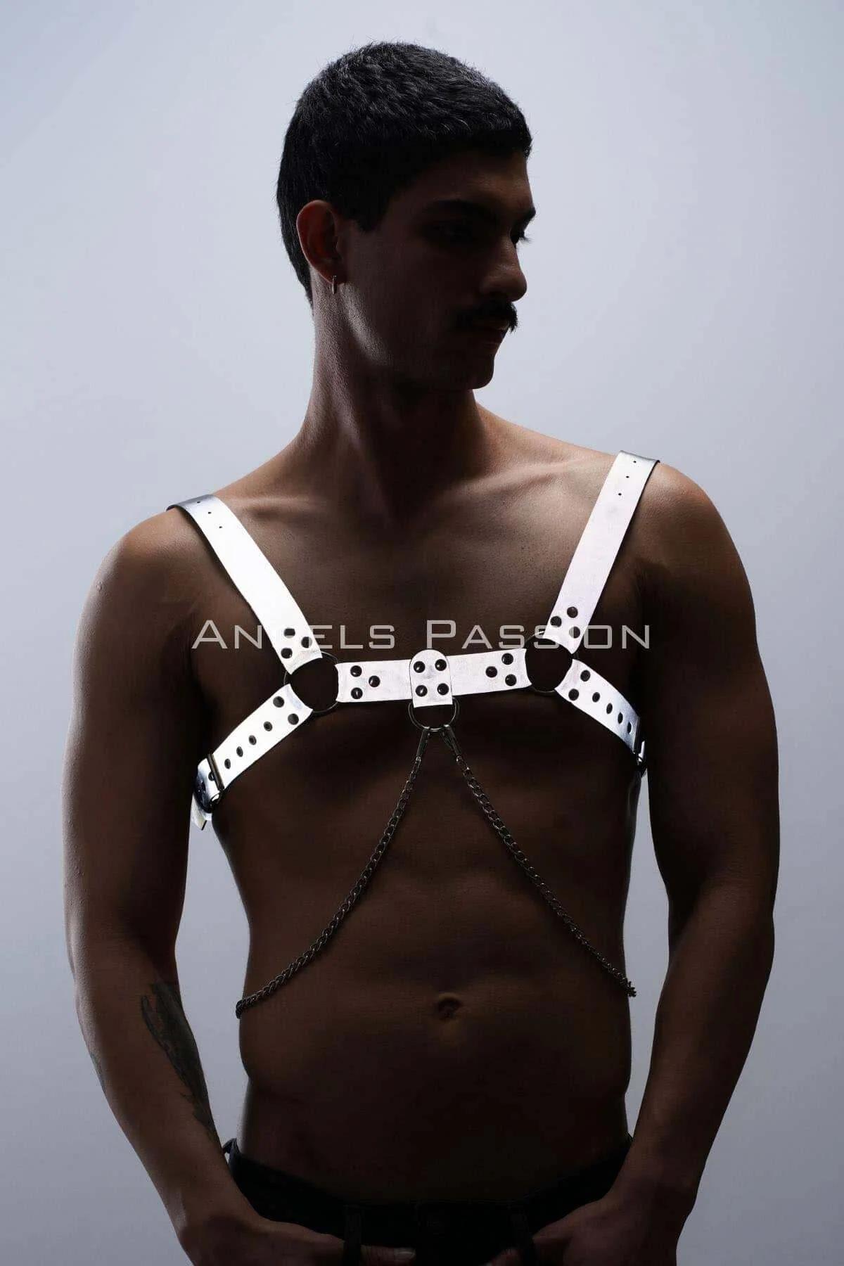 Reflective Chest Harness with Chain Detail