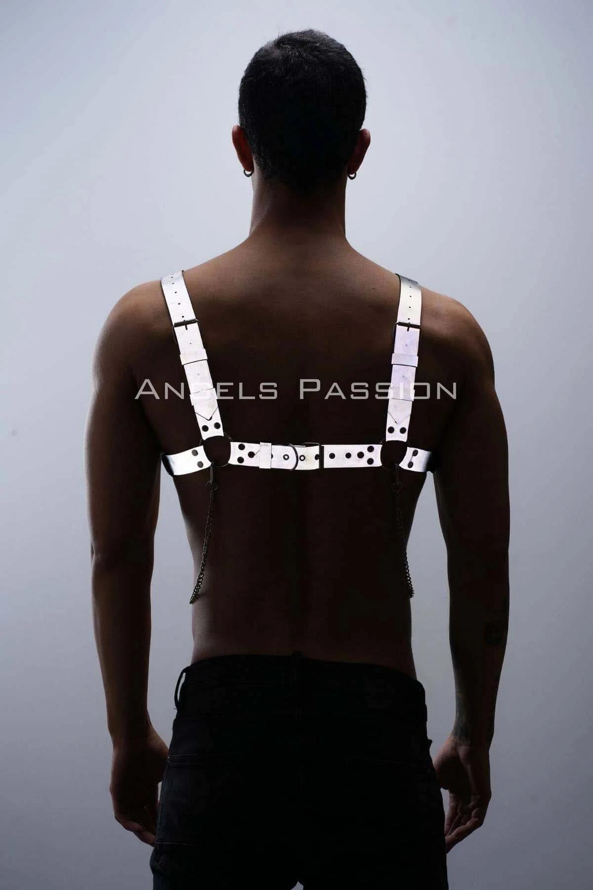Reflective Chest Harness with Chain Detail