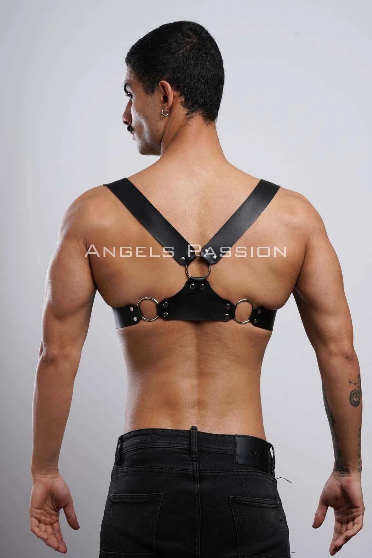 Adjustable Faux Leather Chest Harness with Buckle