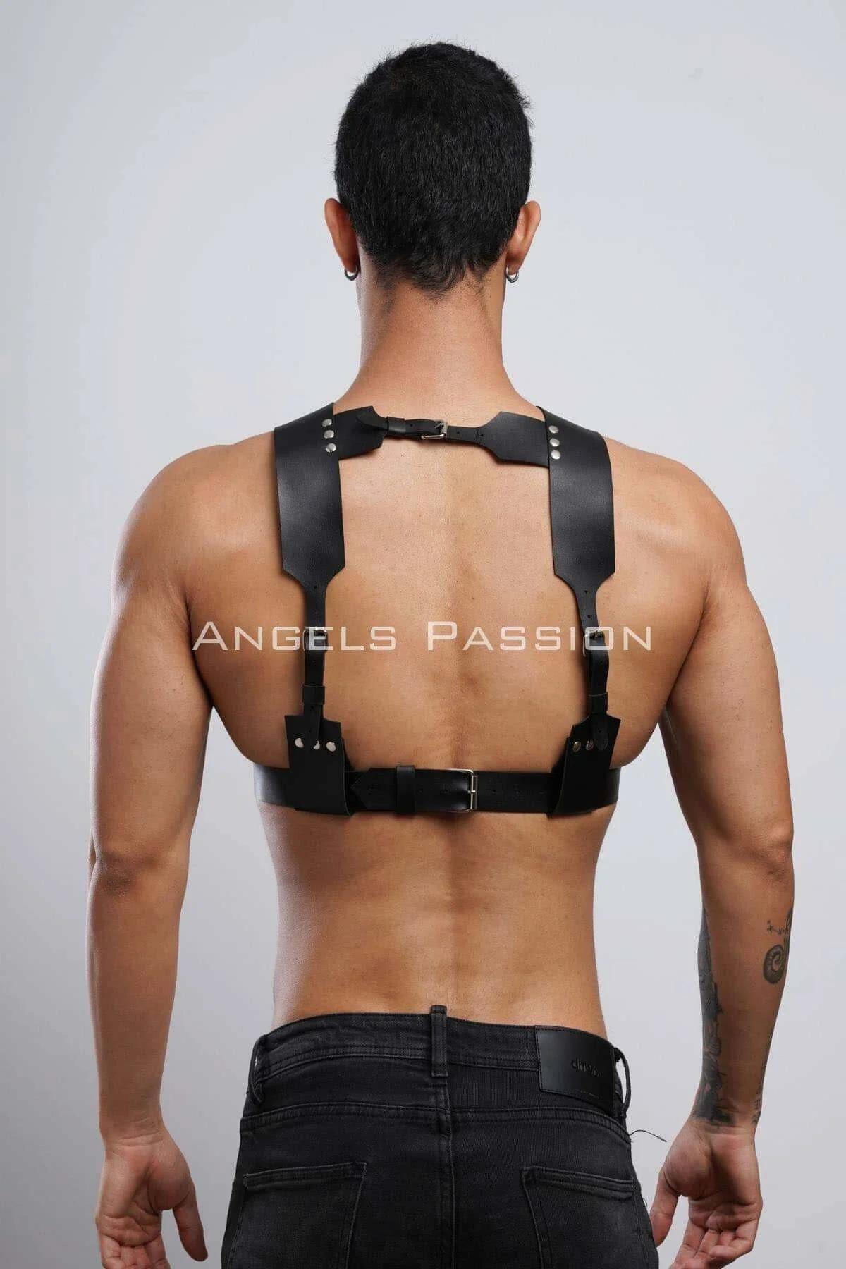 Studded Faux Leather Chest Harness with O-Ring