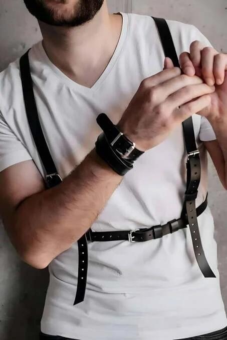 Adjustable Faux Leather Chest Harness with Buckles