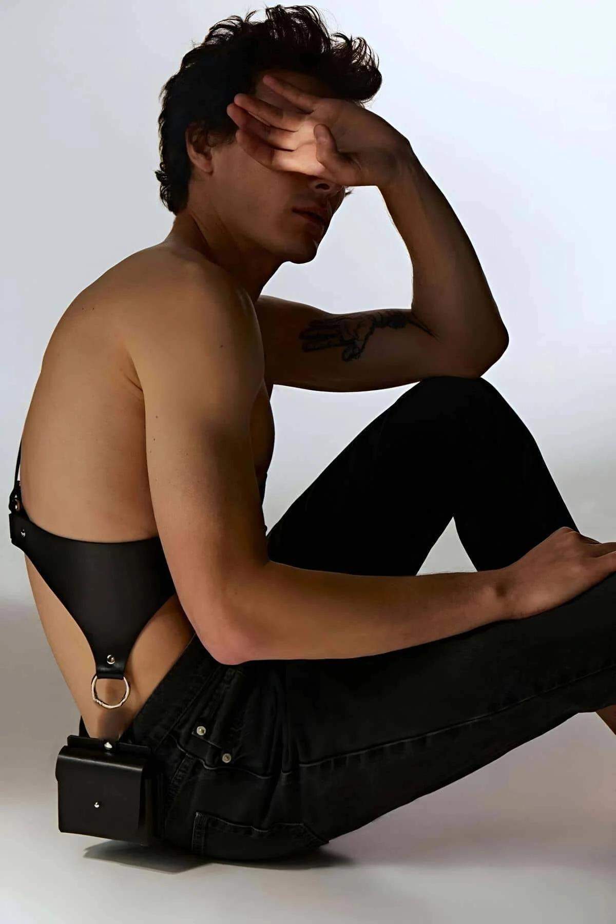 Adjustable Faux Leather Body Harness with Buckle