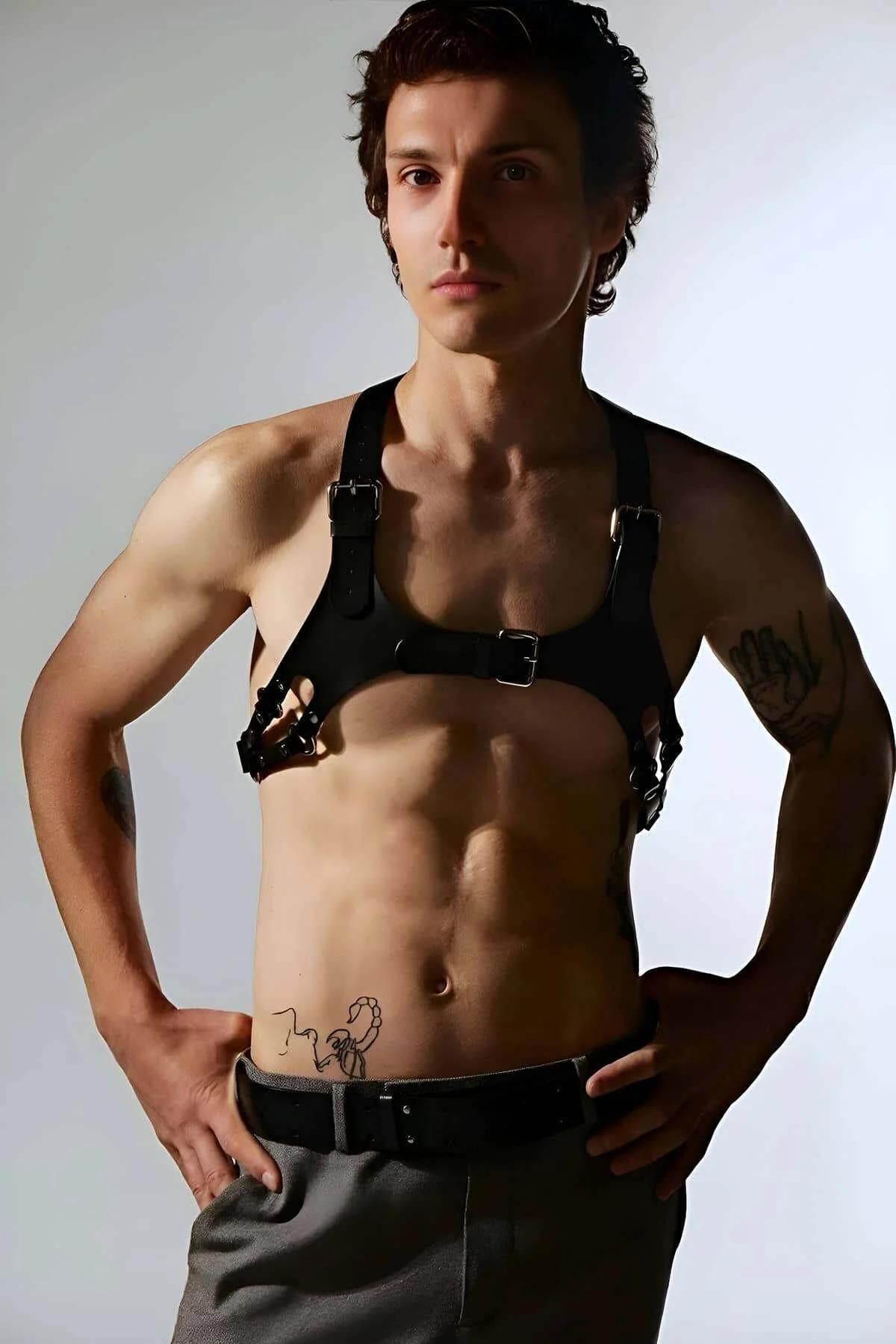 Adjustable Faux Leather Chest Harness