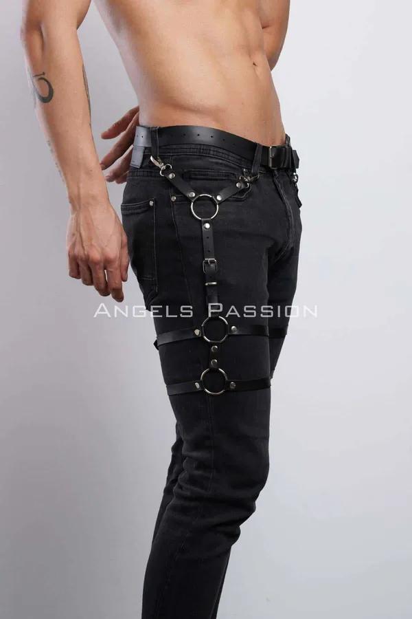 Adjustable Leather Leg Harness with O-Rings