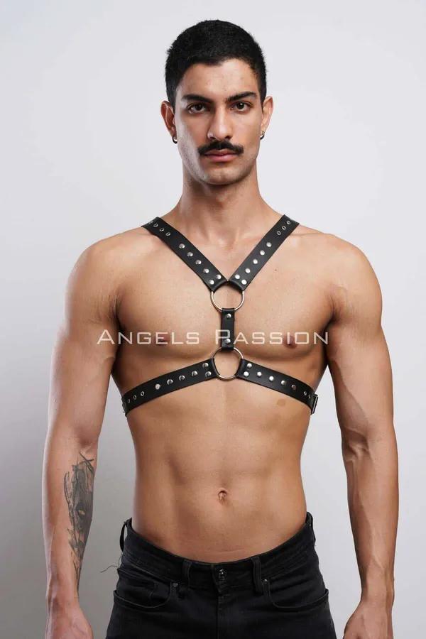 Studded Chest Harness with O-Ring Accents