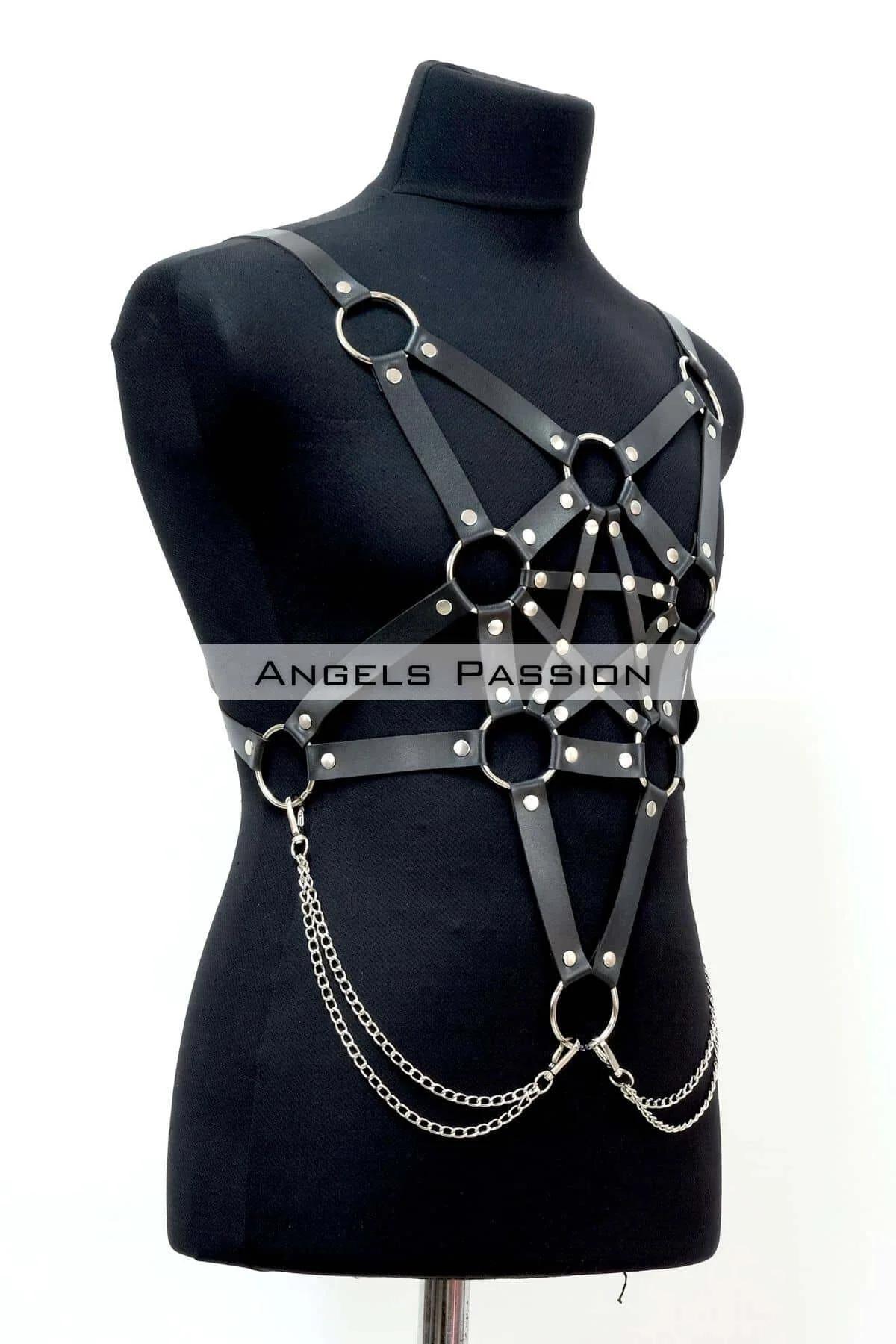 Pentagram Body Harness with Chain Detail