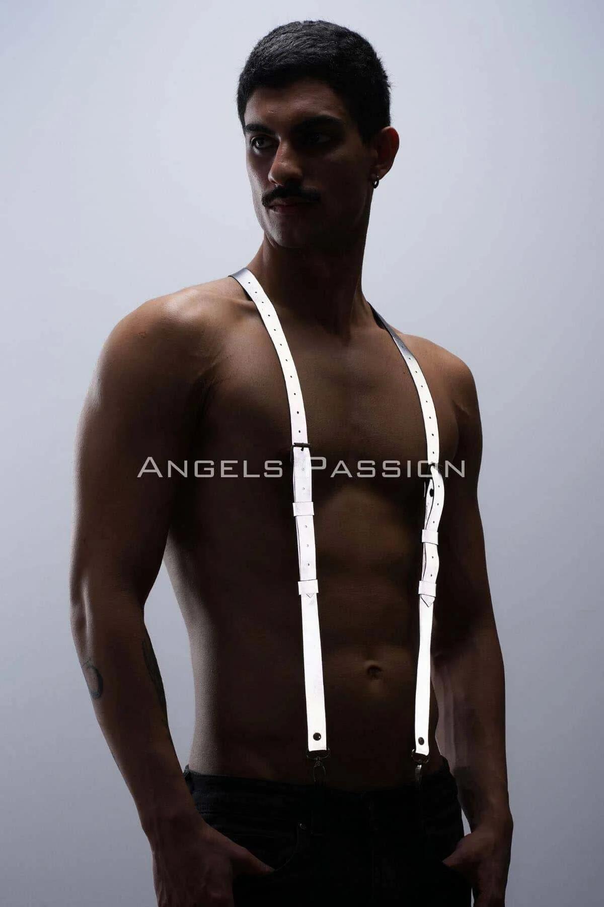 Reflective Suspenders Harness with Silver Clasps