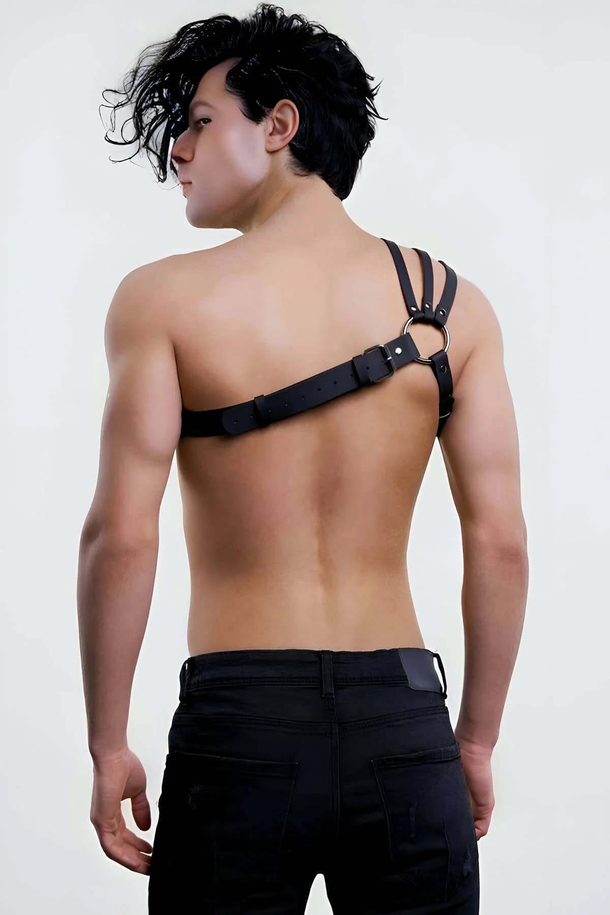 Asymmetrical Faux Leather Chest Harness Strap