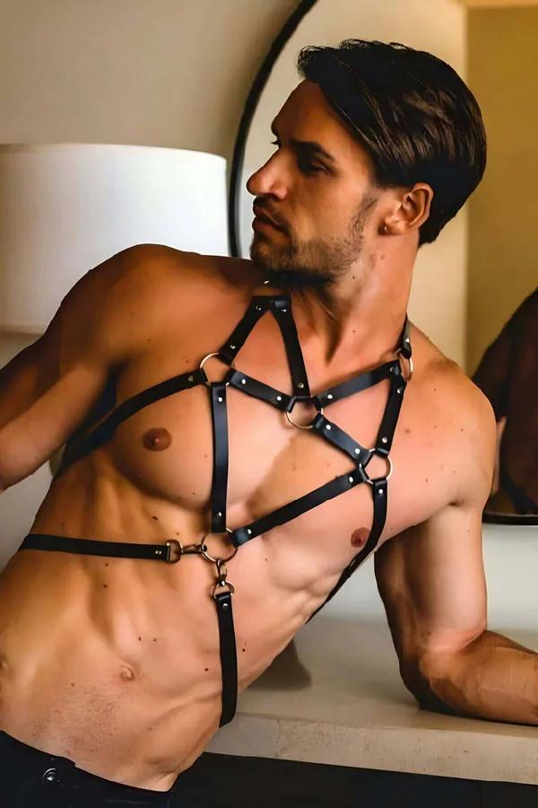 Caged Chest Body Harness with Multiple O-Rings