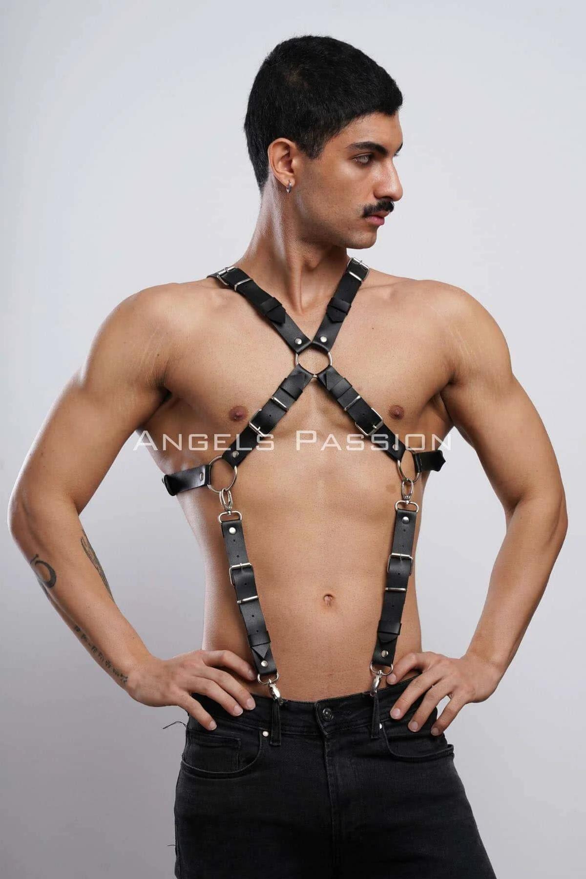 X-Back Faux Leather Body Harness with Adjustable Straps