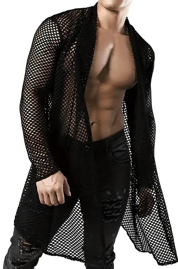 Long Mesh Kimono Cardigan