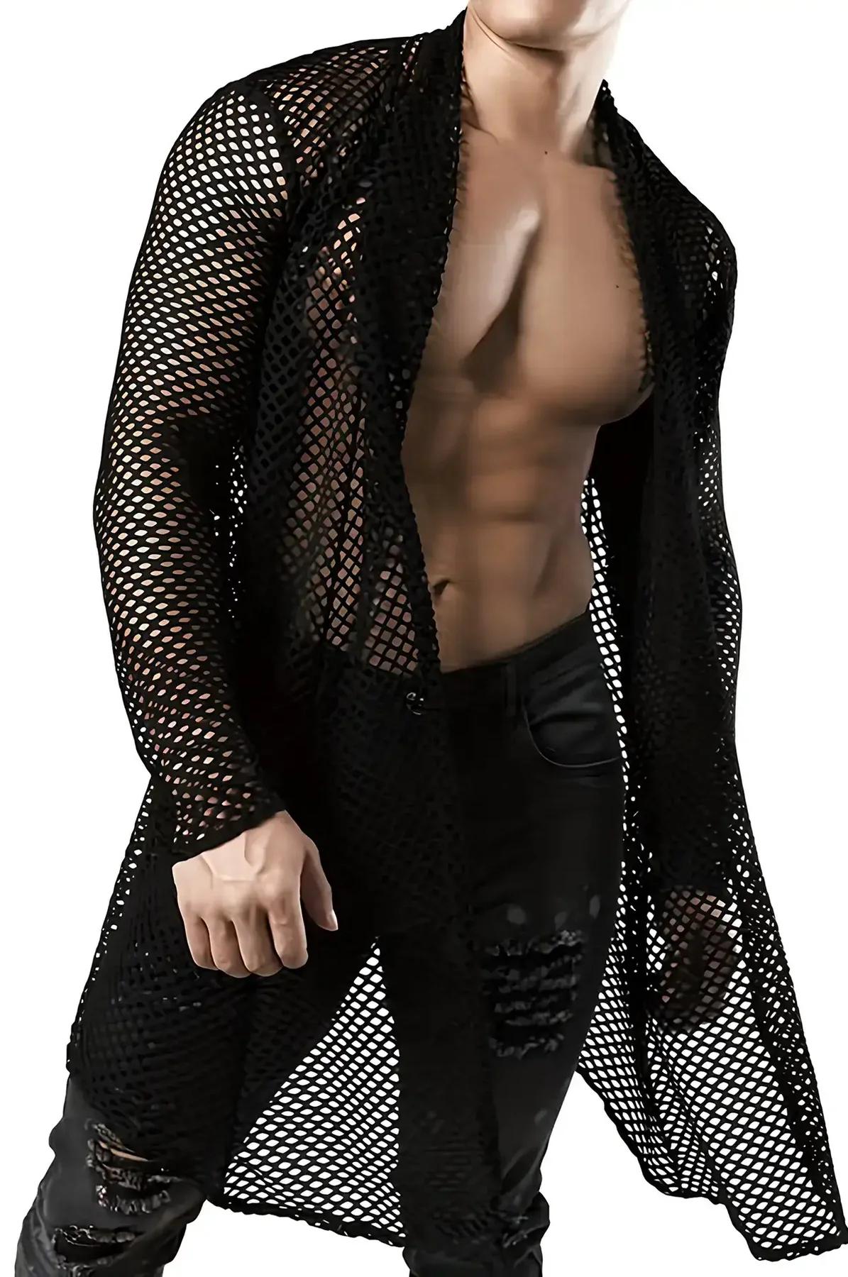 Long Mesh Kimono Cardigan