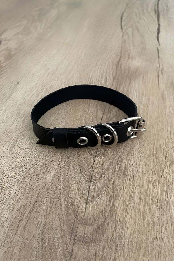 Adjustable Black Vegan Leather Strap with Dual D-Rings